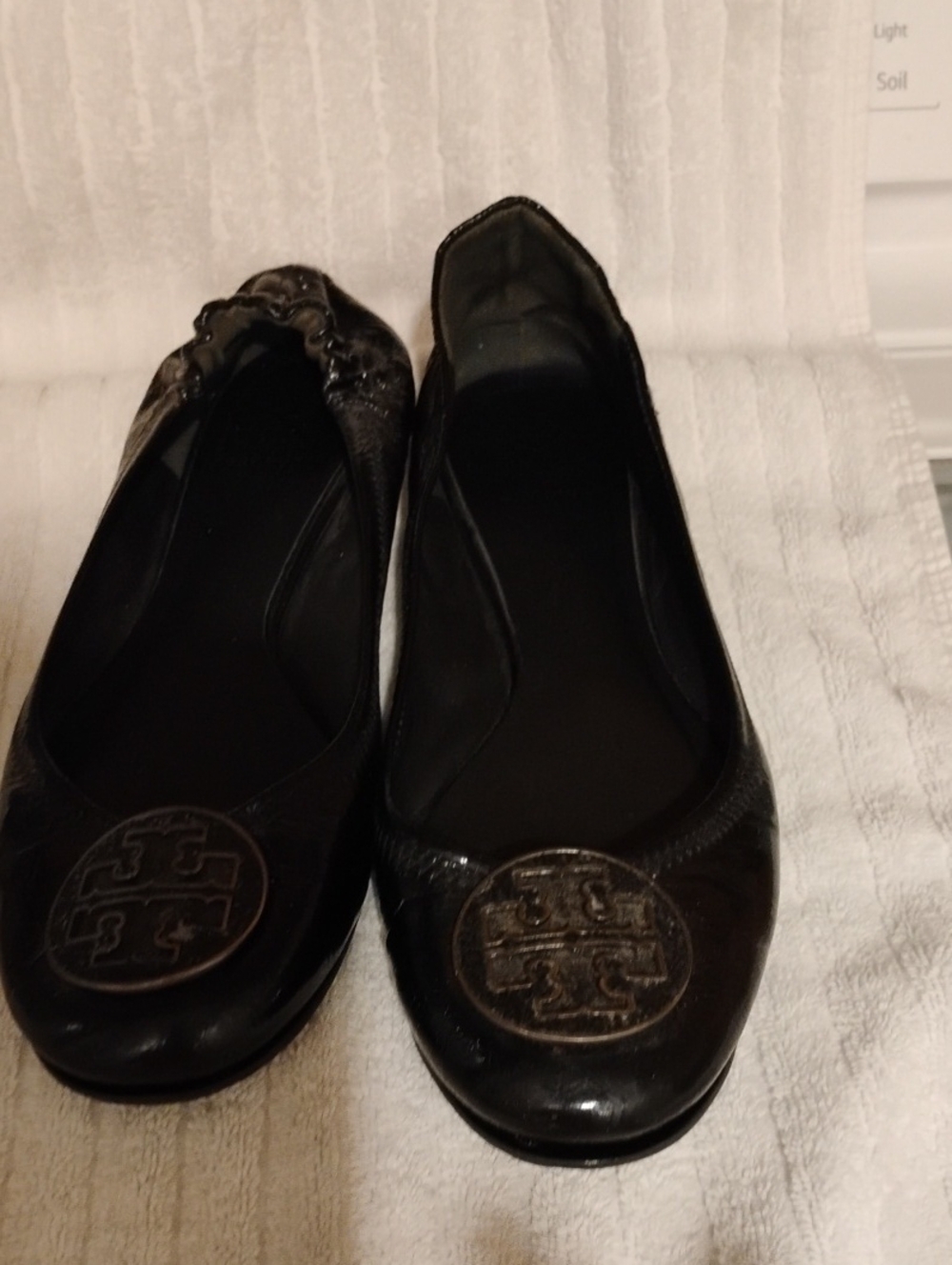 Tory Burch Black Patent Logo Ballet Flats